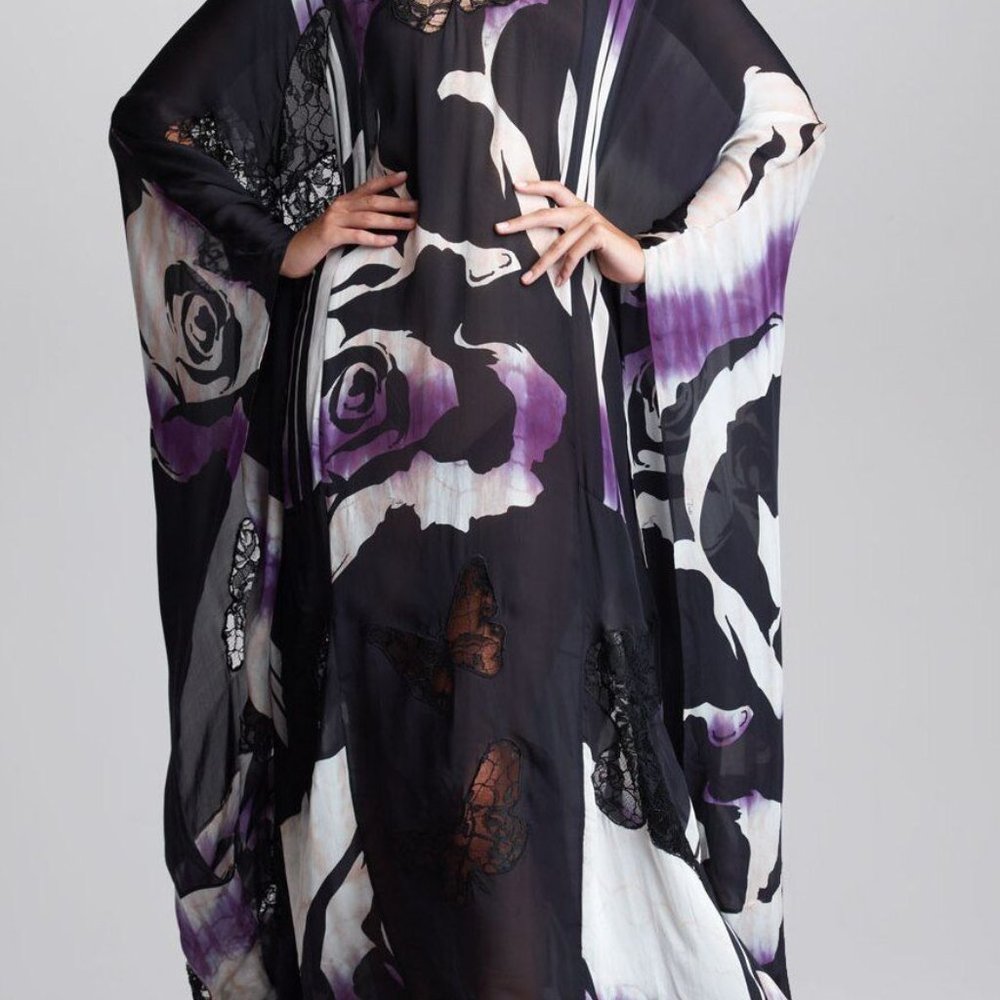 EMILIO PUCCI Runway 100% Silk,Lace Butterfly Kaftan/Dress IT 38-46 ( Free Size)